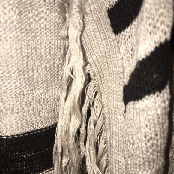 Maurices Knit Open Black Tan Stripe Cardigan Vest - Picture 7 of 10